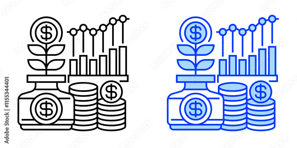 Poster savings growth line icon. linear style sign for mobile concept and web design. outline vector icon.