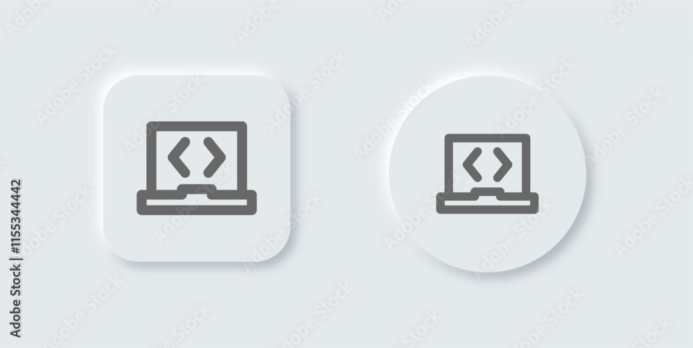 Aufkleber software line icon in neomorphic design style. application signs vector illustration.