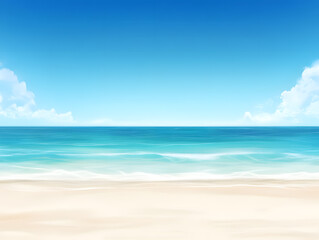 Fototapeta premium Serene seaside view tranquil beach digital art horizon wide angle calmness