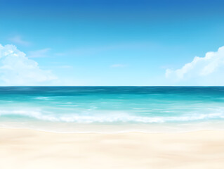 Beach waves lapping shoreline serene coastal environment digital artwork tranquil viewpoint summer vibes