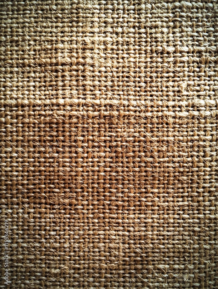 Poster CloseUp of Rustic Burlap Texture with Woven Fibers : Generative AI