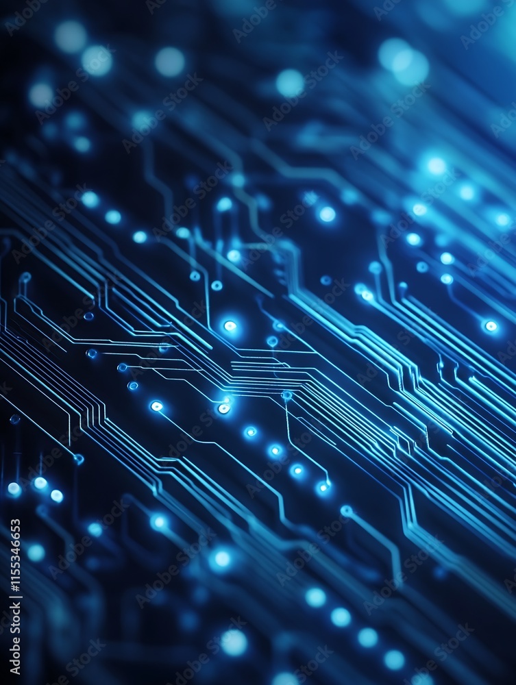 Poster Abstract Blue Circuit Board Pattern Representing Technology and Innovation : Generative AI