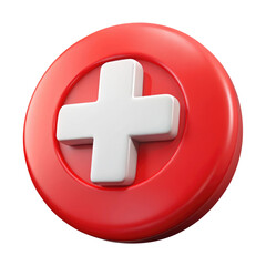 Obraz premium cross button 3d icon in cartoon plastic style minimal isolated on transparent white background, clipping path