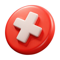 Obraz premium cross button 3d icon in cartoon plastic style minimal isolated on transparent white background, clipping path