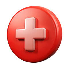 cross button 3d icon in cartoon plastic style minimal isolated on transparent white background, clipping path