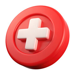 cross button 3d icon in cartoon plastic style minimal isolated on transparent white background, clipping path