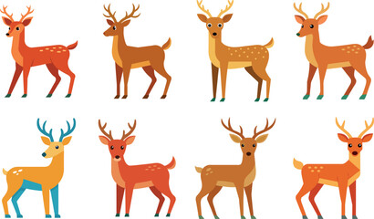 Deer, Collection of deers vector art illustration