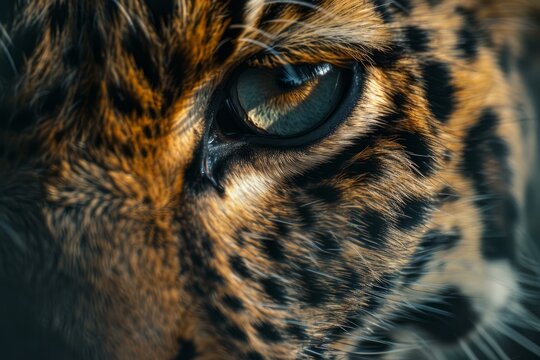 Close up of a jaguar's intense stare, revealing the captivating power and beauty of this elusive predator