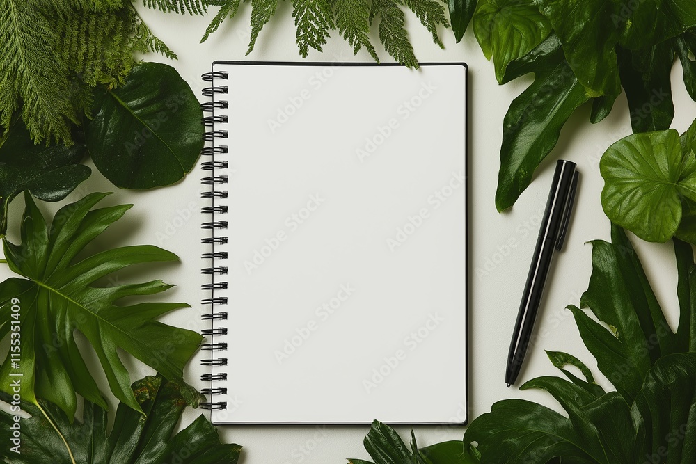 Poster A blank notebook with a simple pen diagonally placed on it