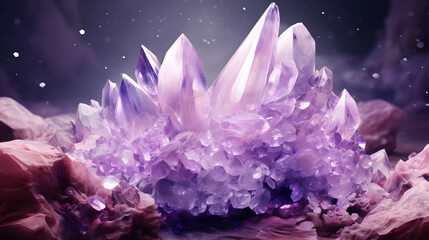 Digital amethyst geometric abstract graphics poster background