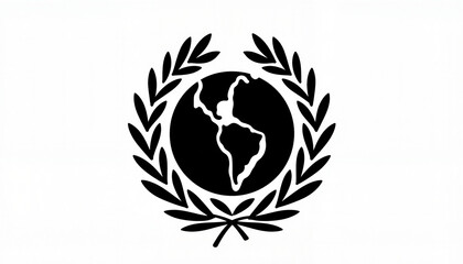 Obraz premium Silhouette of the earth surrounded by laurel branches