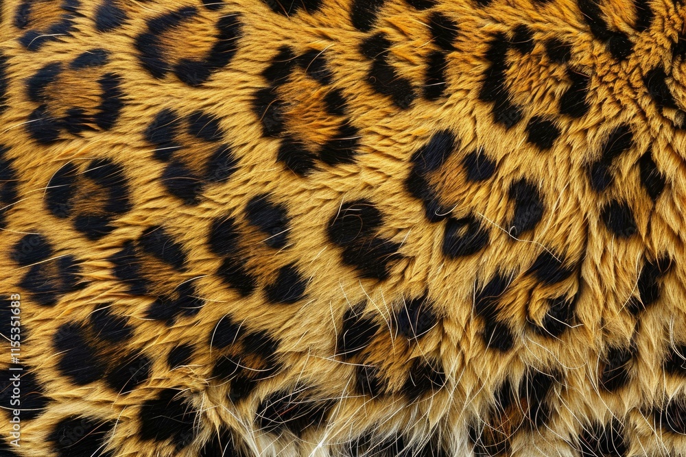 Poster close up of leopard fur showing texture and spots, creating a beautiful natural pattern