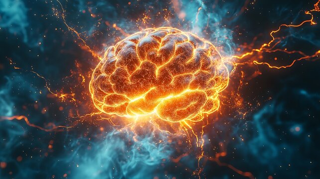 Explosive brain activity visualization digital art abstract science