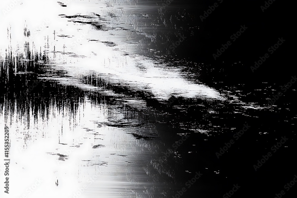 Fototapete abstract cyberpunk displacement map for 3d rendering. random distorted black white broken glitch scr