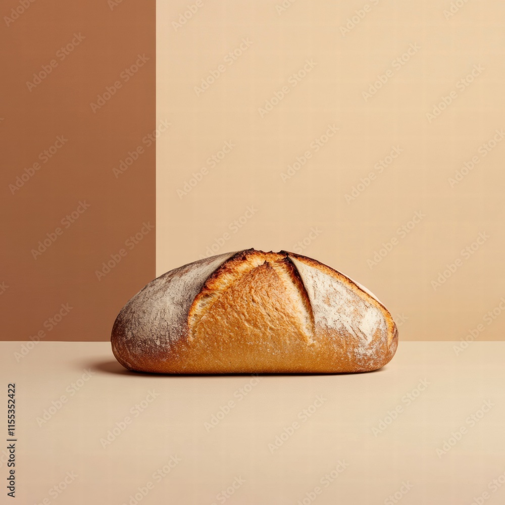Leinwandbilder minimalist bread loaf showcasing wheat grains in a tranquil setting for creative mockups and templat