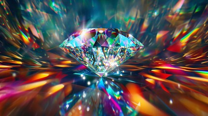 Colorful Rays Passing Through a Sparkling Diamond