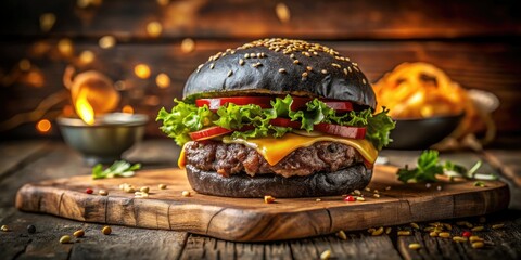 Indulge in our gourmet black burger: a worldwide classic, reimagined for healthy, modern tastes.