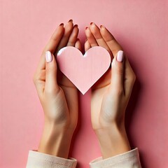 Obraz premium hands holding a gift box tied with a bow. Generative AI