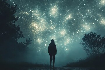 Cosmic Starry Night for a Magical Atmosphere