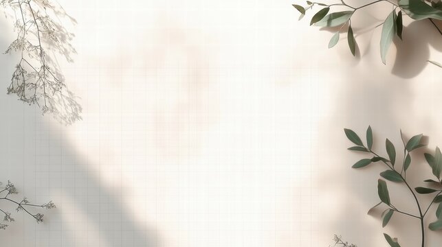 Minimalist planner layout with subtle grid lines and botanical accents for creative organization. Generative AI