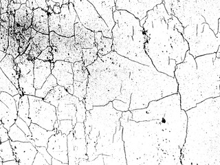 Old concrete wall with cracked flaking paint, closeup of cracks and fissures of peeling paint on a...
