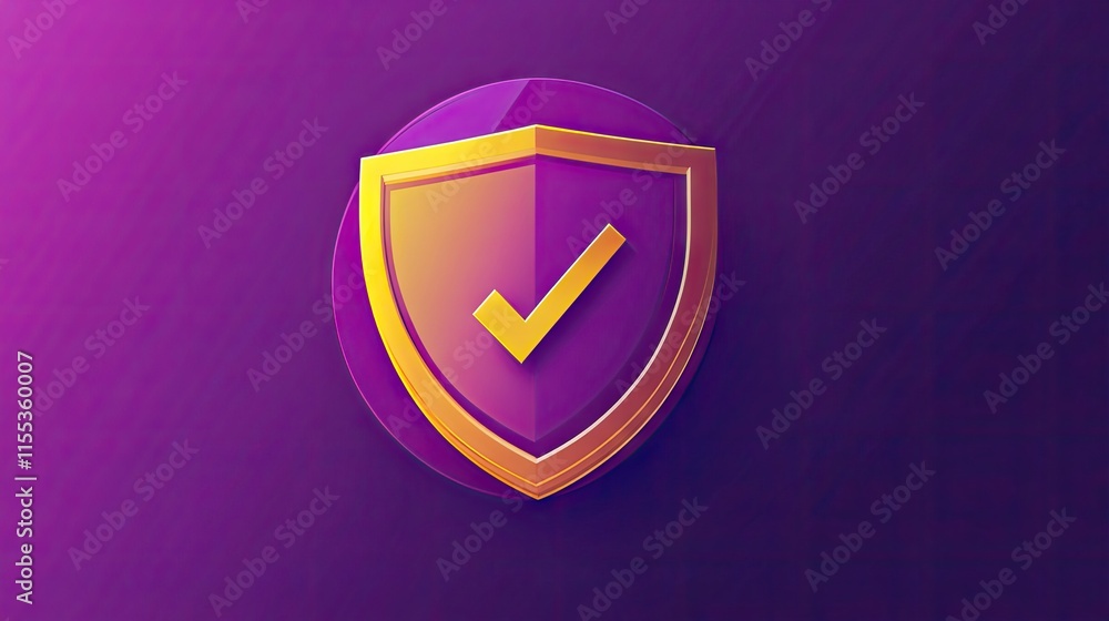 Poster digital security concept: gradient shield with a checkmark on a sleek background, symbolizing online