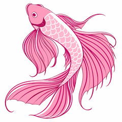 A vibrant pink betta fish illustration with intricate fins and detailed features, perfect for aquatic-themed designs and projects.