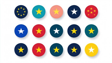 Euro flag circle icons surrounded by stars with 12 stars pattern