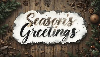 Seasons Greetings Rustic Wooden Winter Design