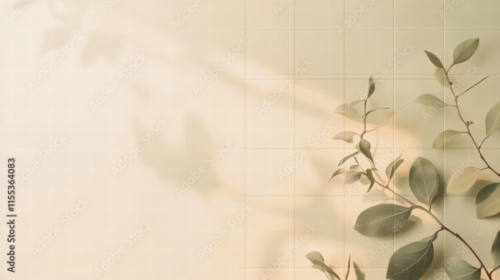 Poster Subtle planner layout featuring a minimalist design with gentle grid lines and plant shadows. Generative AI