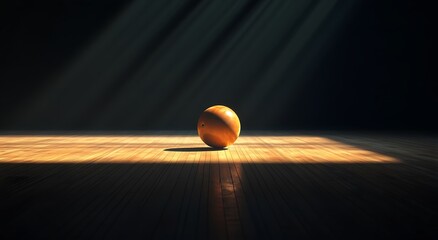 A bowling ball with pins across a wooden floor, representing a professional player. An ideal image to increase interest in the game and for various types of advertising or promotional work.