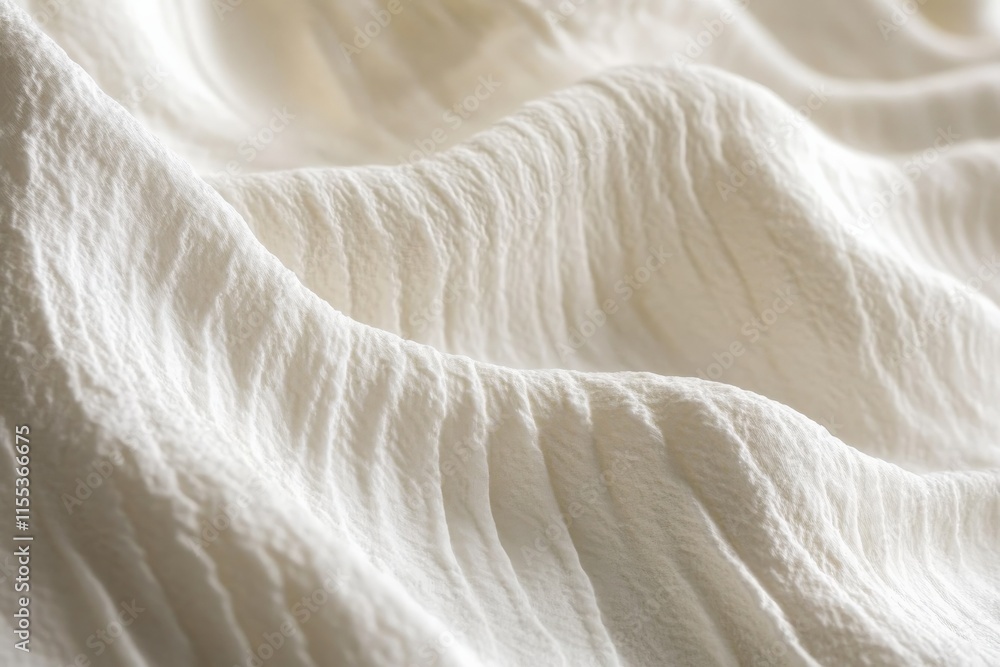 Poster a close-up depiction of soft, wavy fabric showcasing its elegant texture, evoking a serene vibe thro