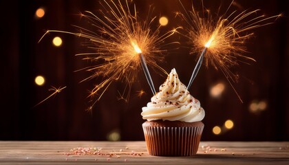 celebration cupcake with sparkler