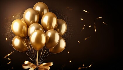 a golden balloon and gold ribbon remoted