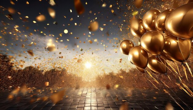 elegant birthday party heritage proposing a burst of joyous confetti and high-priced gold balloons