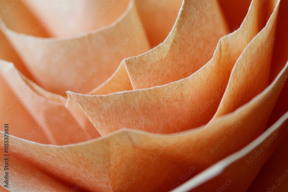 Leinwandbilder a macro shot revealing the delicate texture and gentle folds of soft orange paper, capturing an arti