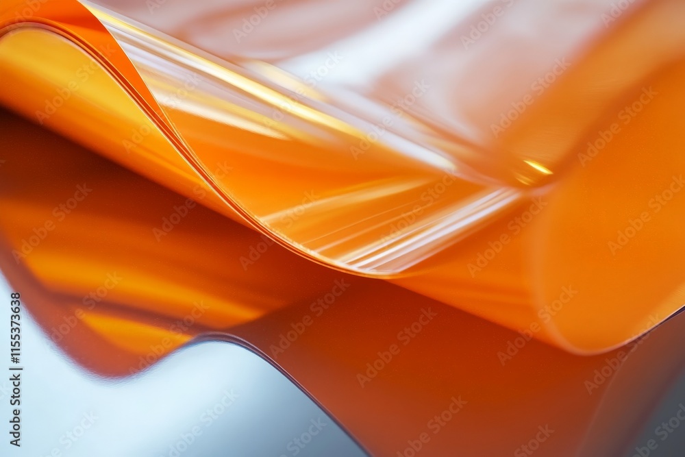 Poster These dynamic orange wave forms exhibit vibrant colors and deep curves, reflecting light to create a striking and immersive visual experience of motion and fluidity.