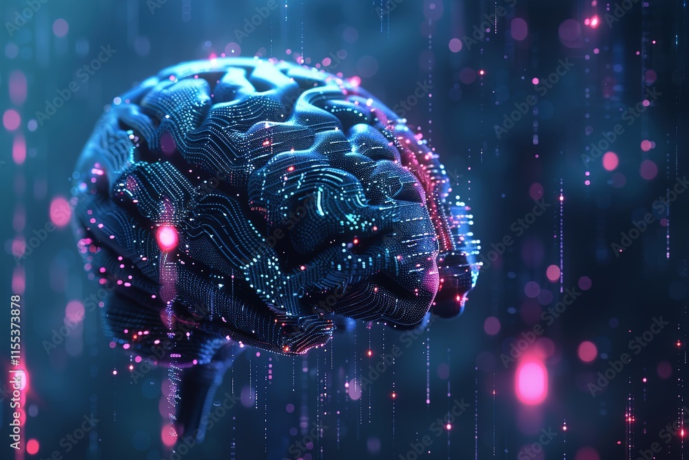 Poster creative ai brain. artificial intelligence development concept. banner image