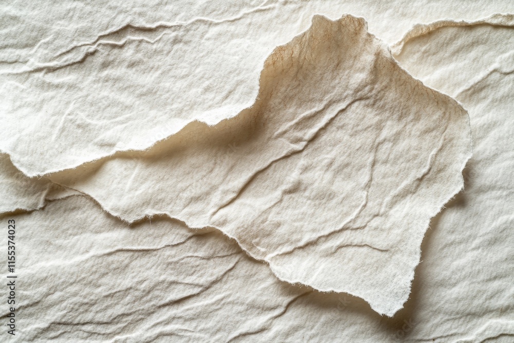 Poster A close-up of torn white paper pieces, showcasing a textured surface with layered fragments, highlighting natural and rugged patterns in a tactile presentation.