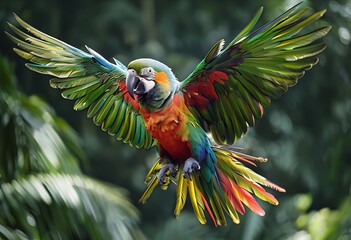 85 parrots squawk a parrot in flight its feathers bursting into