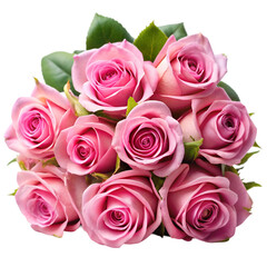 Obraz premium Pink rose bouquet isolated on transparent background