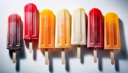 group of frozen ice pop popsicle remoted on a white heritage