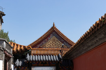 Eaves of ancient buildings in the Summer Palace Corridor, Beijing, China