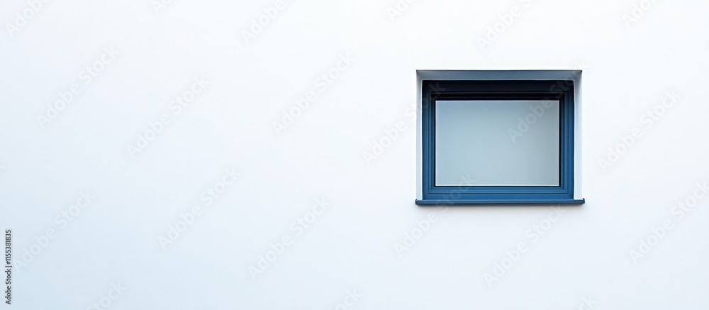 Poster minimalist square window on a white wall symbolizing isolation through negative space and confinemen