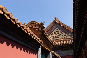 Eaves of ancient buildings in the Summer Palace Corridor, Beijing, China