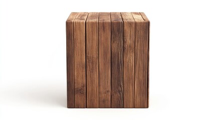Rustic wooden box on a white background perfect for showcasing products or decor elements in advertising and design projects