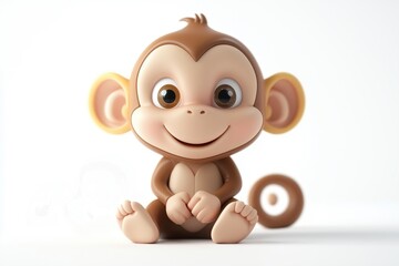 Fototapeta premium cartoon of cute baby monkey on white background