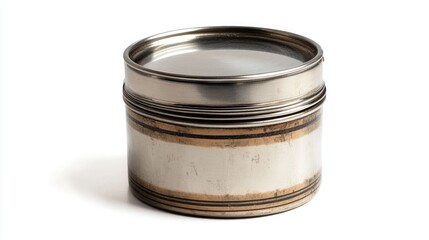 Stainless steel masala dabba traditional spice container on a clean white background for kitchen and culinary concepts
