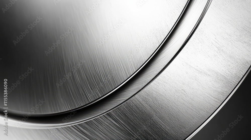 Poster scratched stainless steel texture showing smooth circular patterns and reflective surfaces for indus