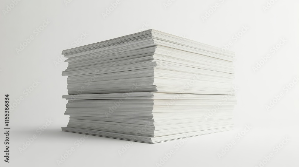 Poster stack of magazines neatly arranged on a white background showcasing texture and depth ideal for prin